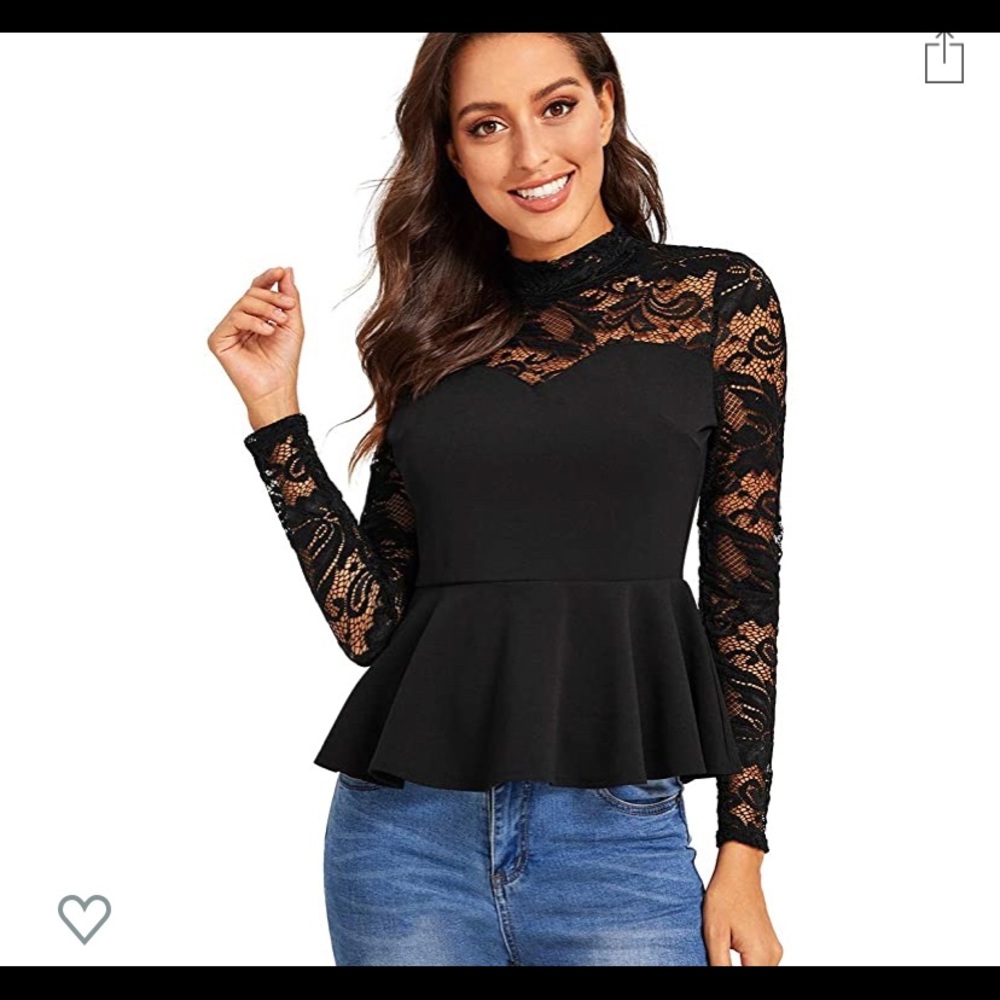Peplum Lace Sleeve Top